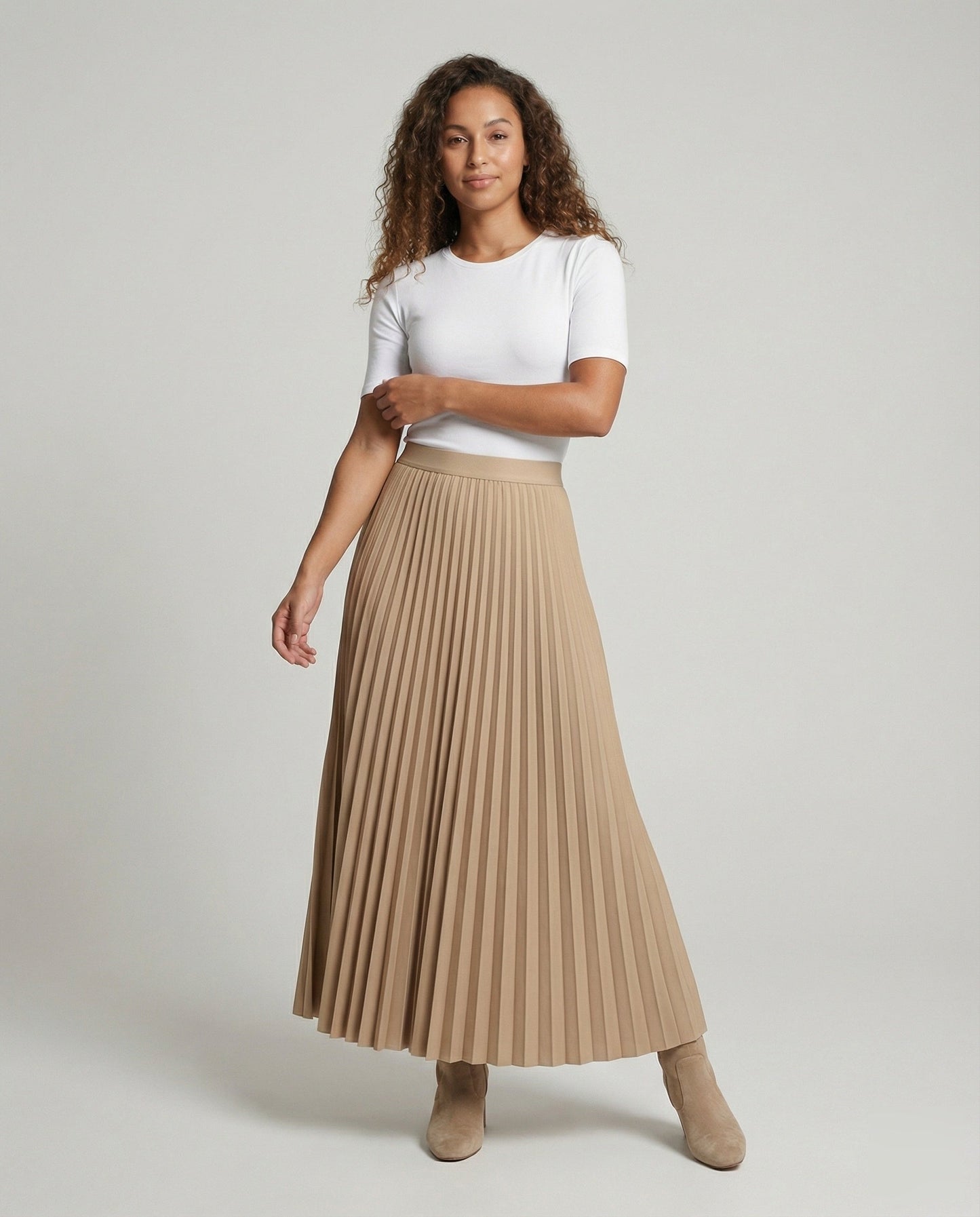 Damen Midirock Mikroplissee Rippbund Schwarz - Norvielle