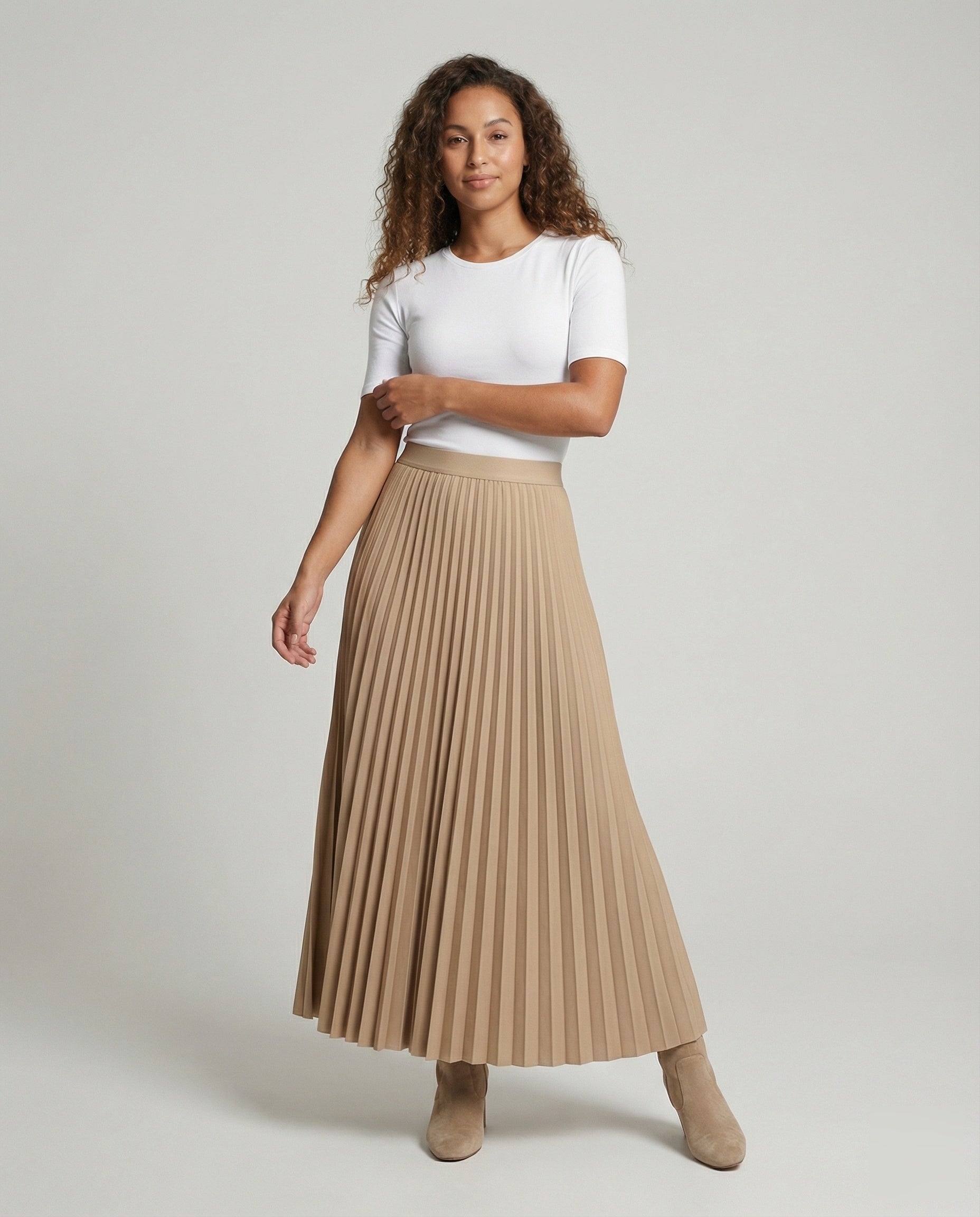 Damen Midirock Mikroplissee Rippbund Schwarz - Norvielle