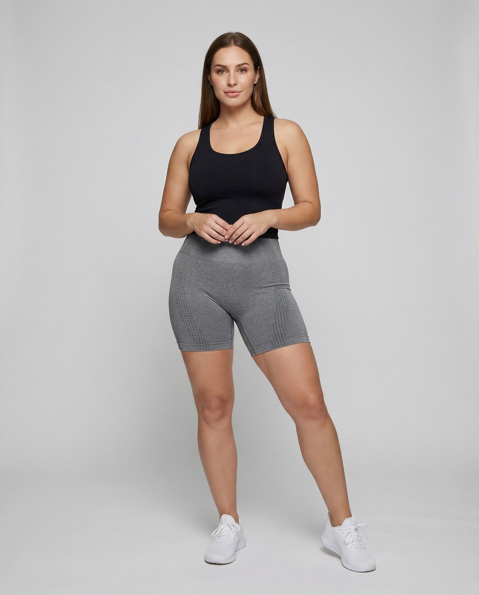 Damen Shorts Nahtlos Figurformend Schwarz - Norvielle