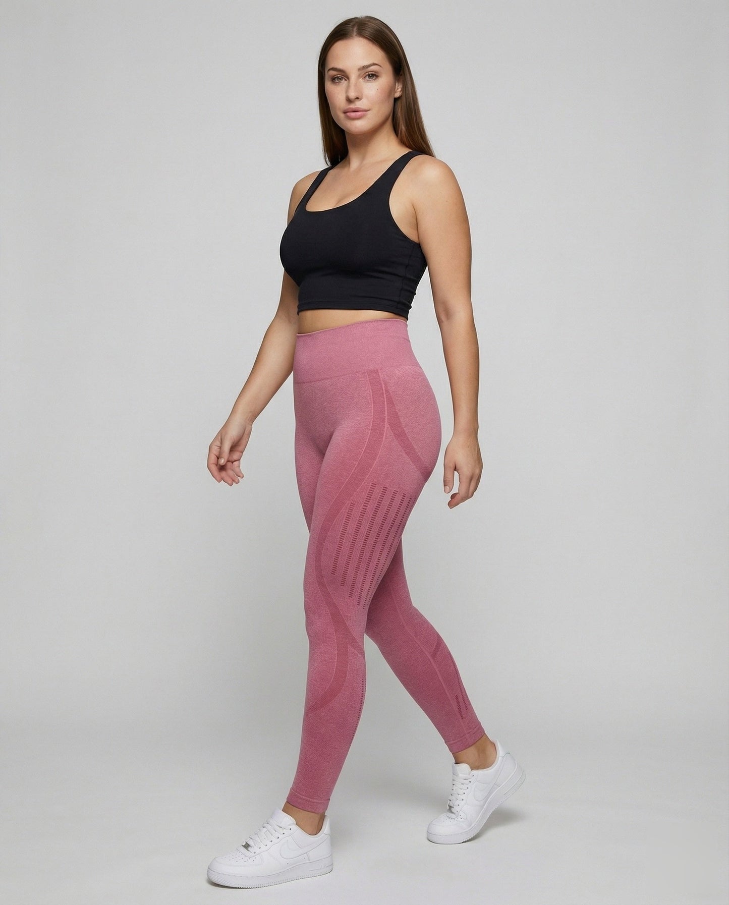 Damen Trainingsleggings Nahtlos Belüftet Schwarz - Norvielle