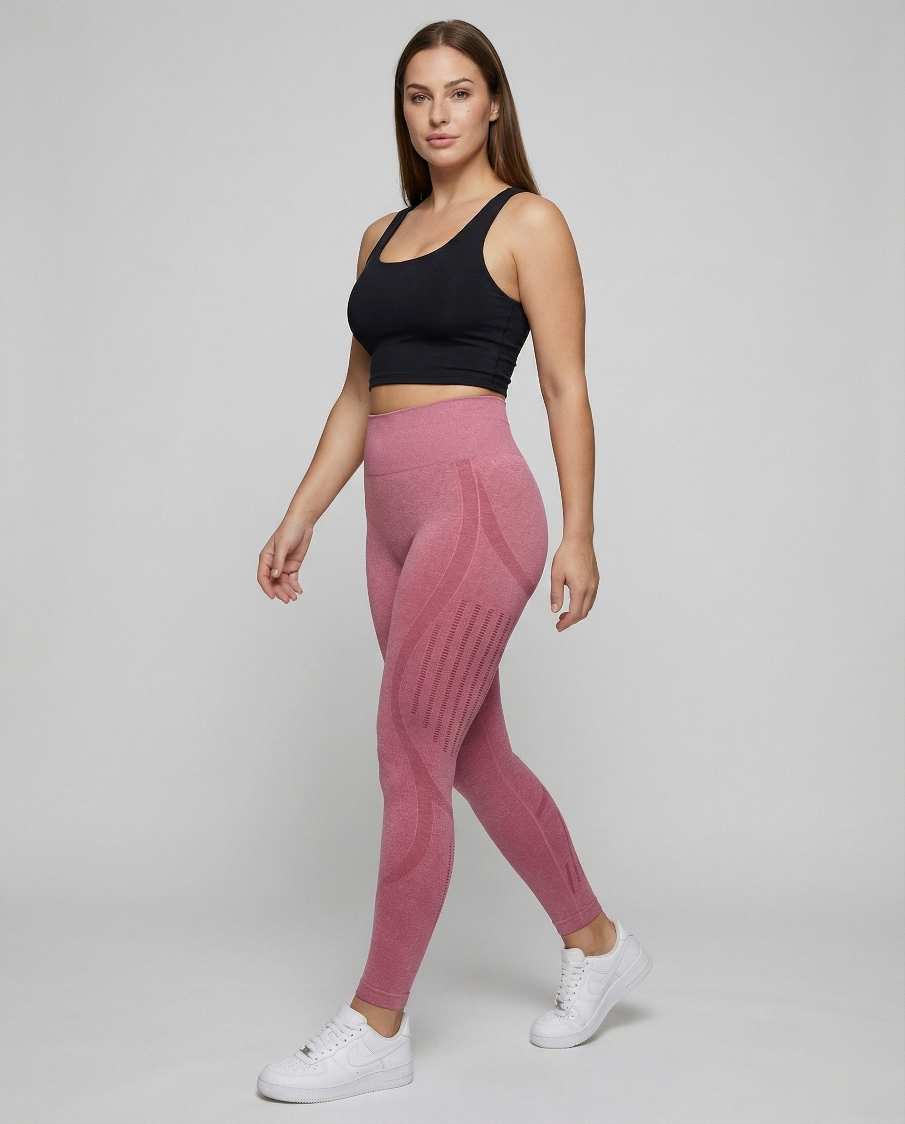 Damen Trainingsleggings Nahtlos Belüftet Schwarz - Norvielle