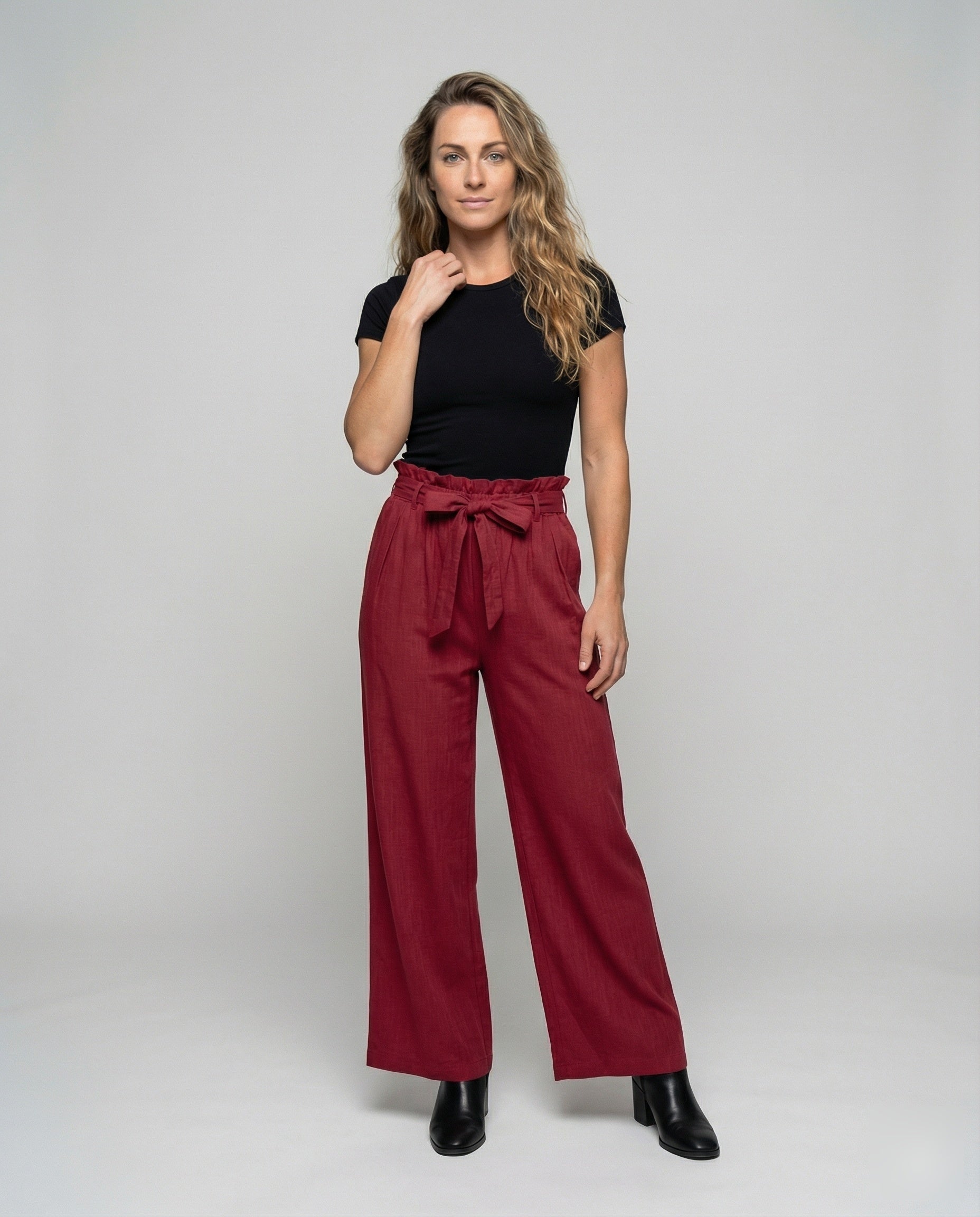 Damen Palazzohose Paperbag-Style Geraffter Bund - Norvielle
