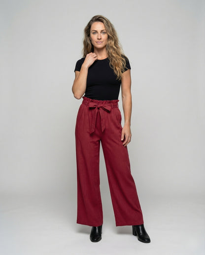 Damen Palazzohose Paperbag-Style Geraffter Bund - Norvielle