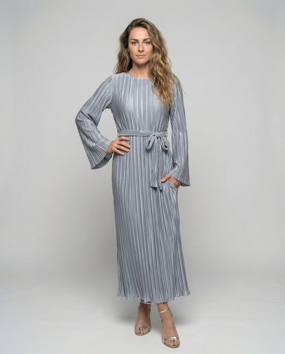Damen Maxikleid Plissee Glockenärmel - Norvielle