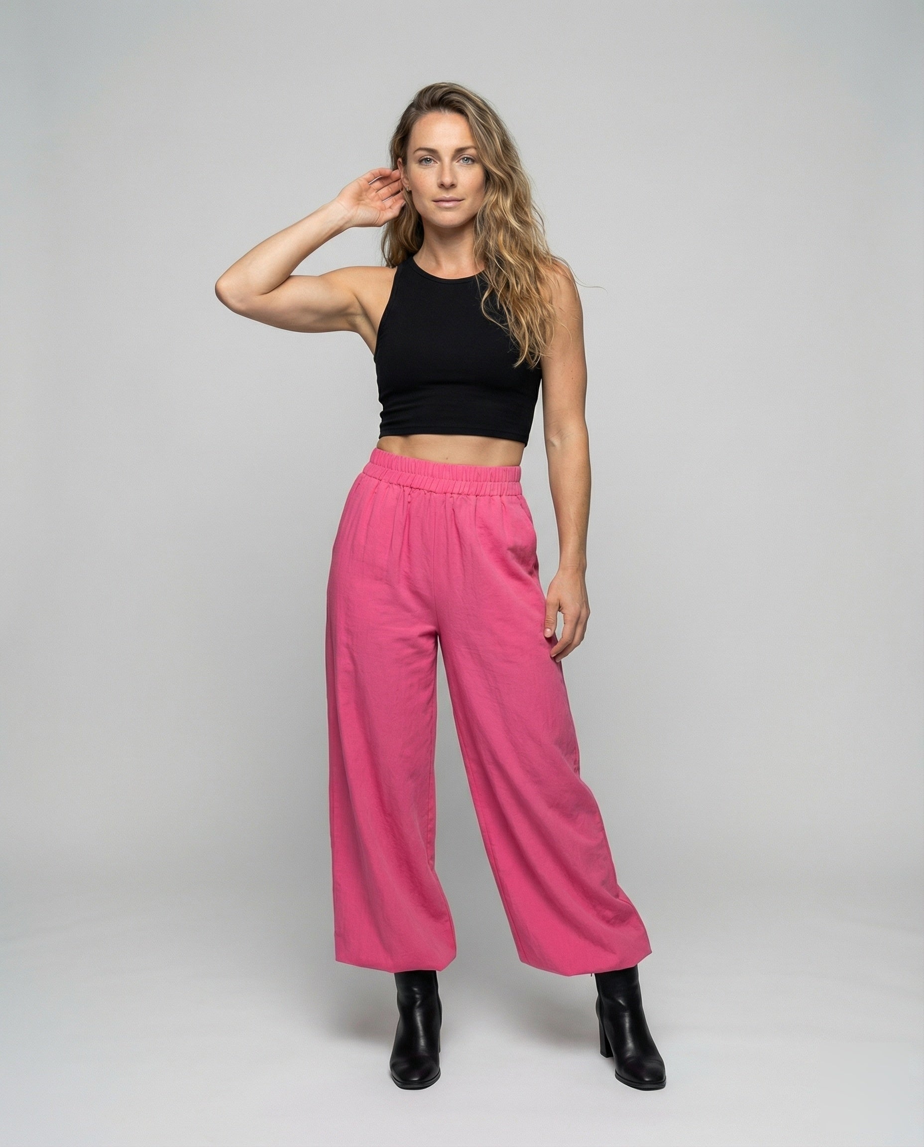 Damen Maxihose Plissiert Leinenoptik - Norvielle