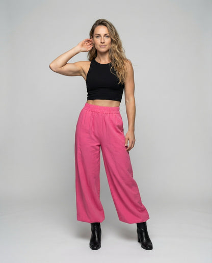 Damen Maxihose Plissiert Leinenoptik - Norvielle