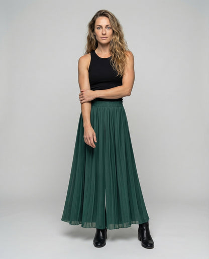 Damen Plissierhose Weit Bequem Schwarz - Norvielle