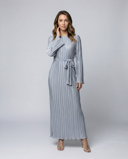 Damen Maxikleid Plissiert Mit Taillenband - Norvielle