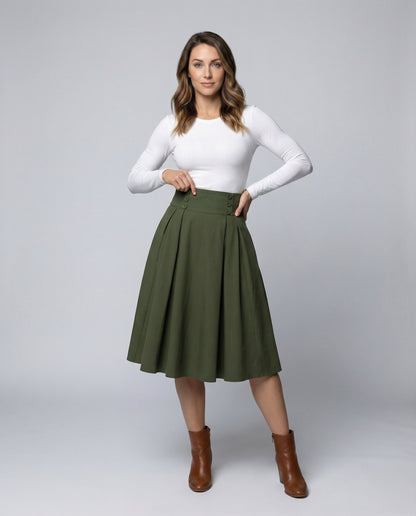 Damen Vintage Tellerrock Kellerfalten - Norvielle