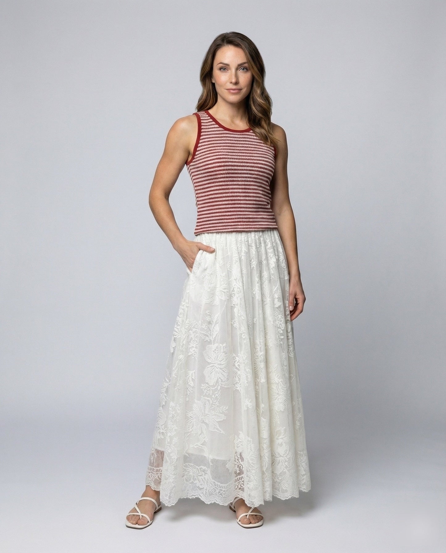 Damen Tellerrock Spitzen-Lagenrock - Norvielle