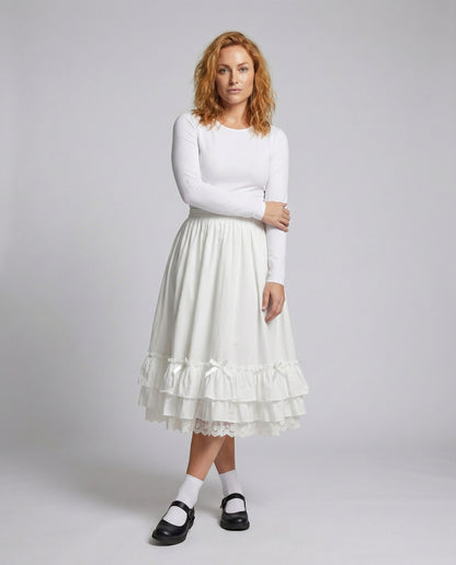 Damen Midirock Doppelvolant Vintage-Stil - Norvielle