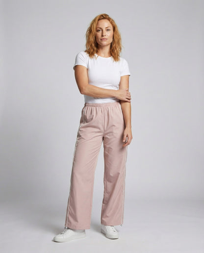 Damen Satin Jogginghose Paspeliert Schwarz - Norvielle