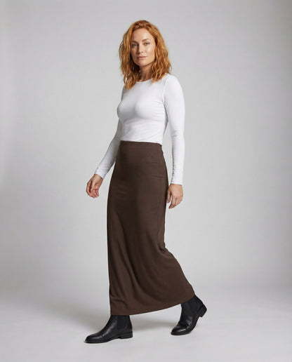 Damen Maxi-Rock Elastisches Jersey Schwarz - Norvielle