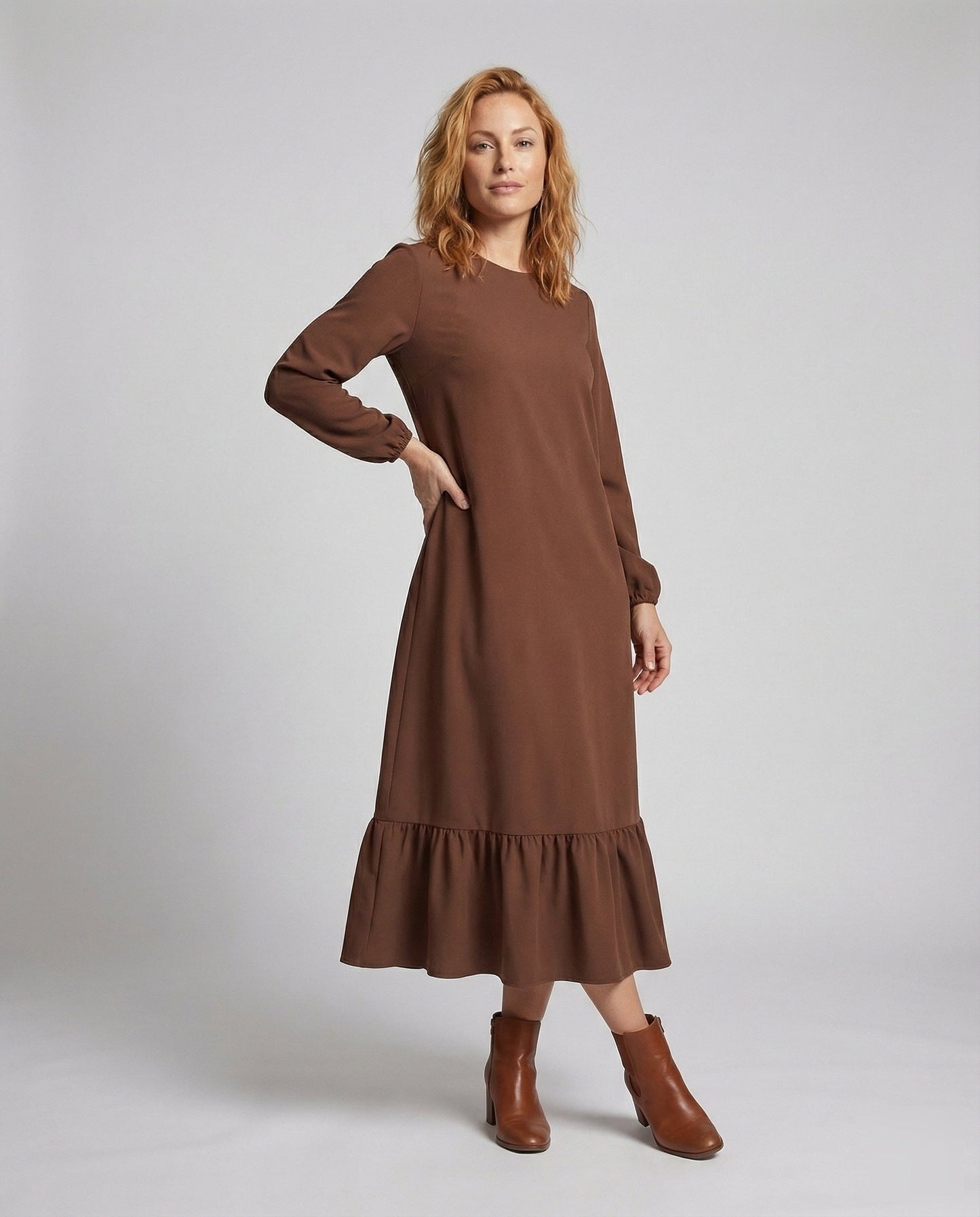 Damen Maxikleid Schlicht Mit Volant Schwarz - Norvielle