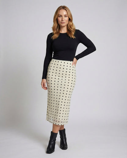 Damen Midirock Retro-Punktmuster schmal - Norvielle