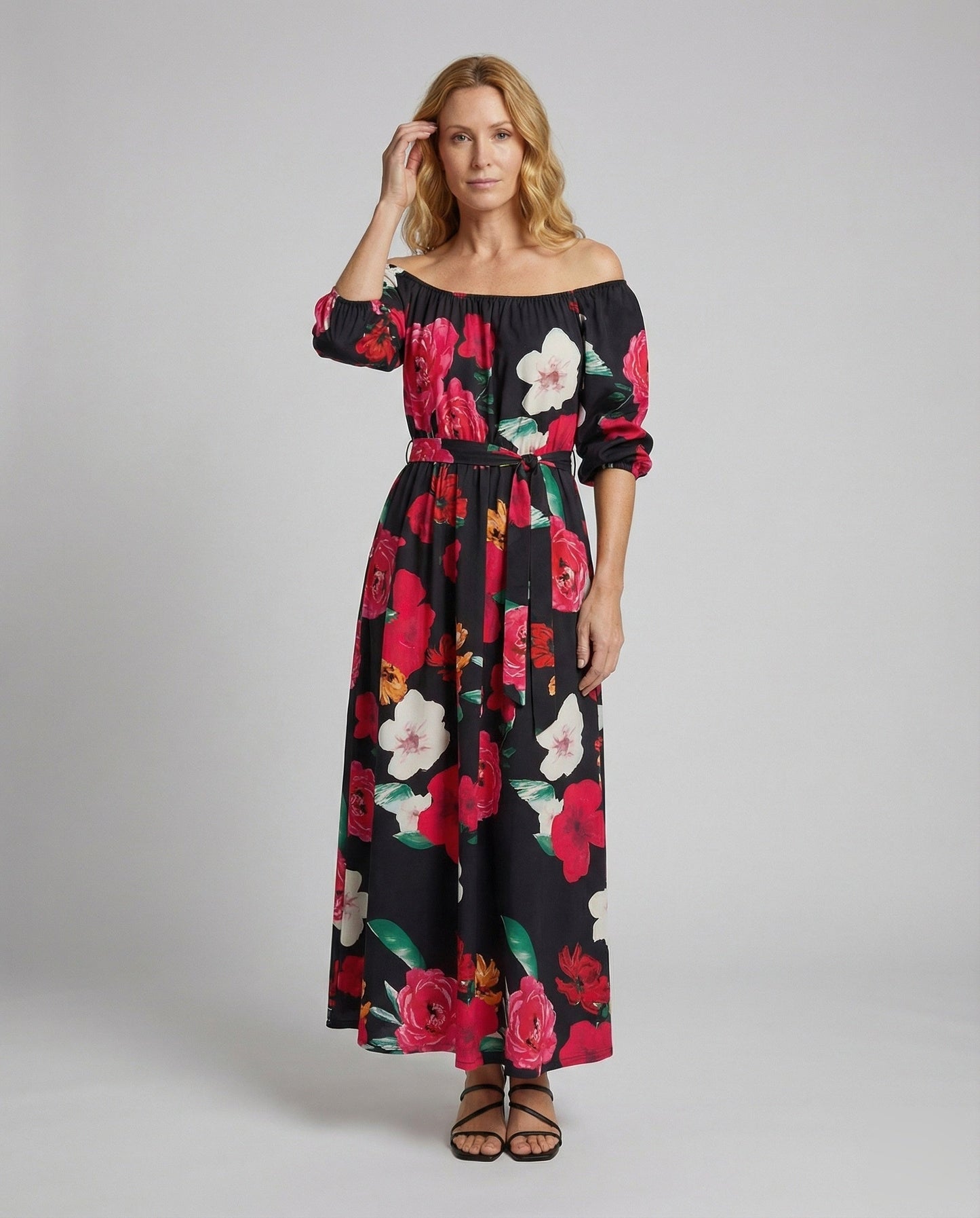 Damen Maxikleid Schulterfrei Balloonärmel - Norvielle
