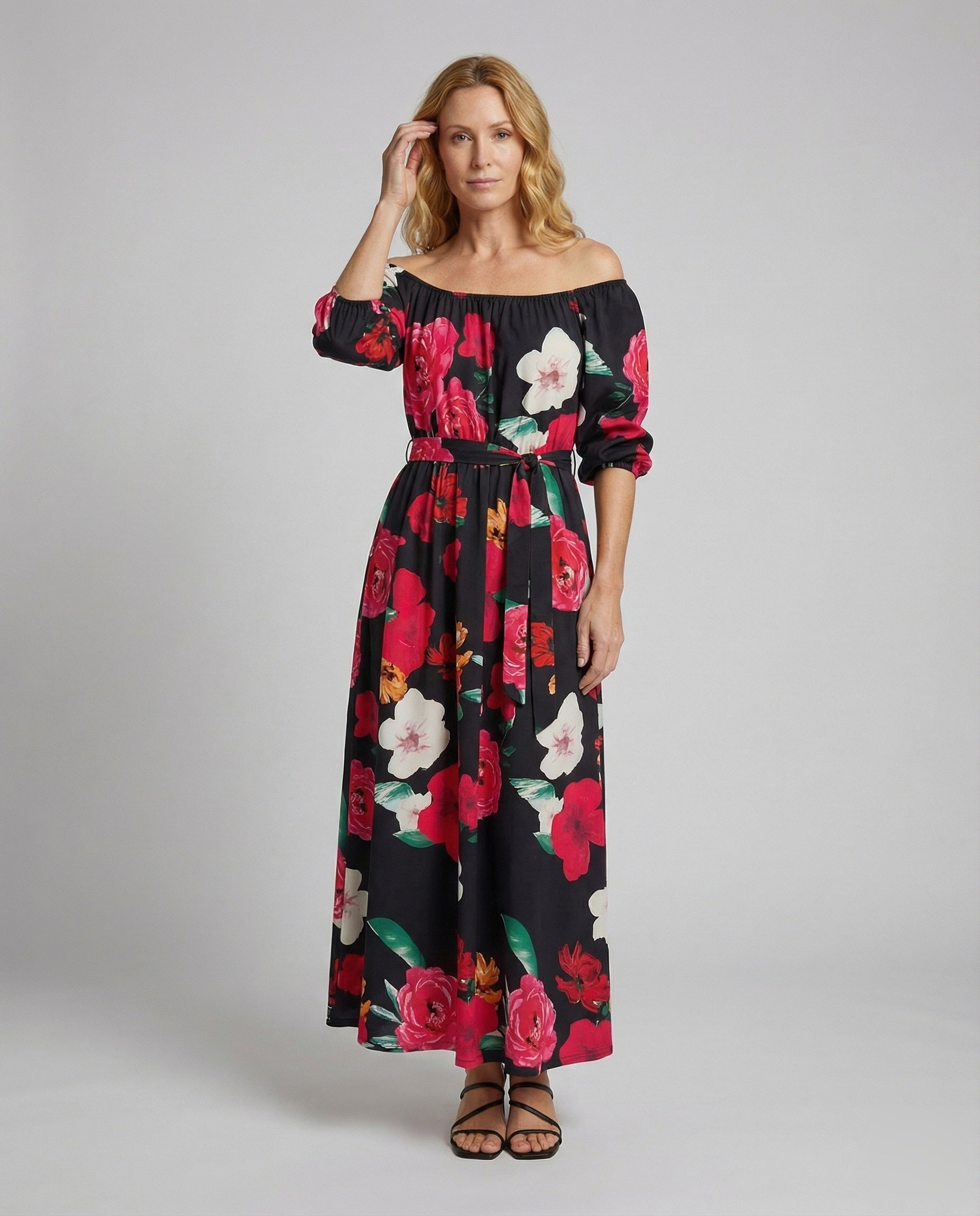 Damen Maxikleid Schulterfrei Balloonärmel - Norvielle