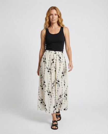 Damen Maxirock Rankenprint - Norvielle