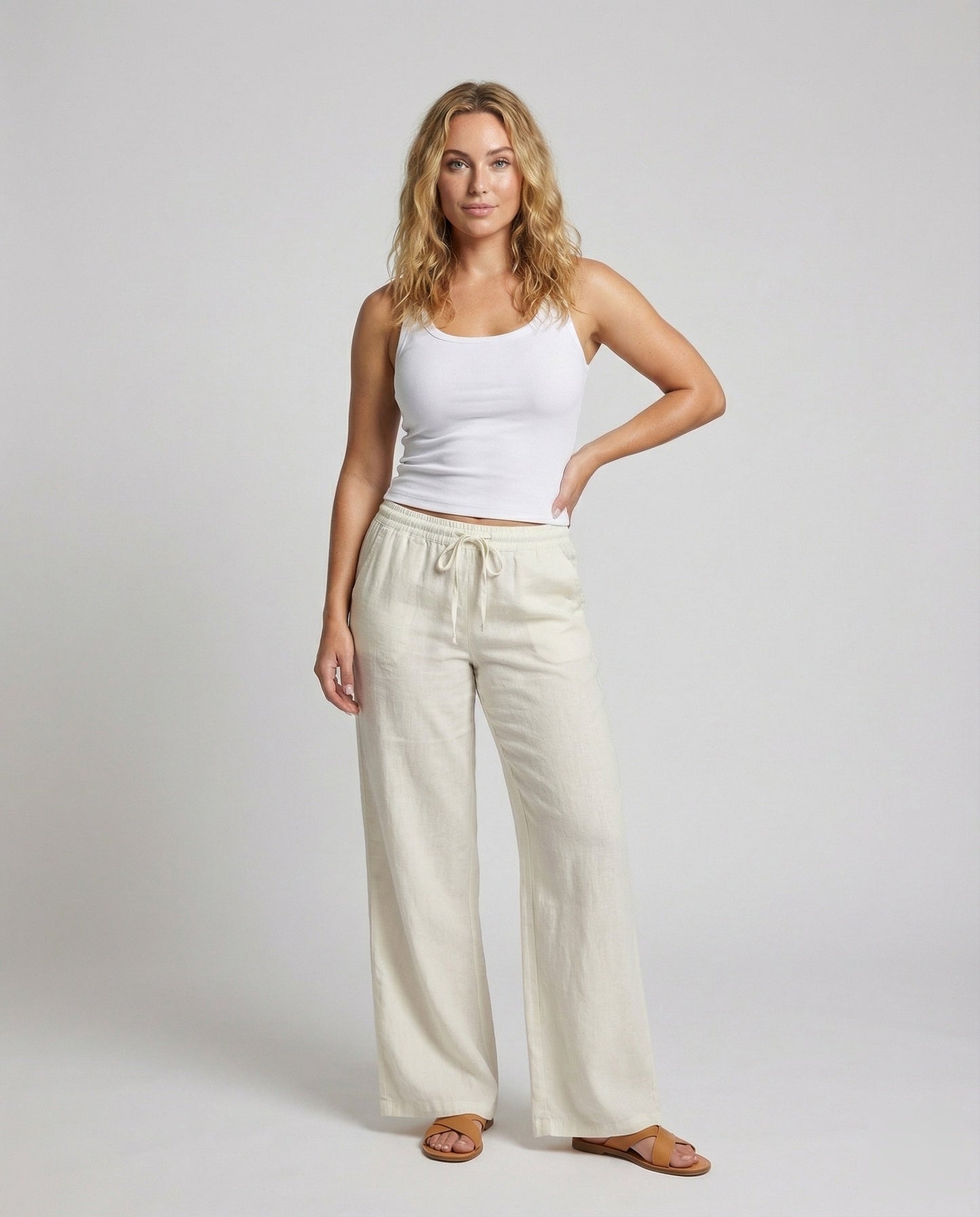 Damen Leinenhose Gerades Bein Lounge - Norvielle