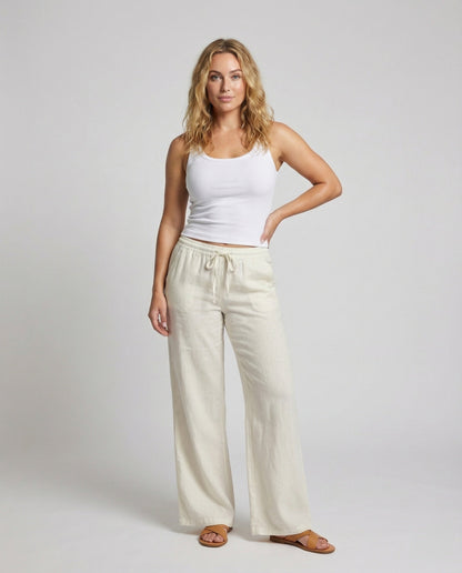 Damen Leinenhose Gerades Bein Lounge - Norvielle