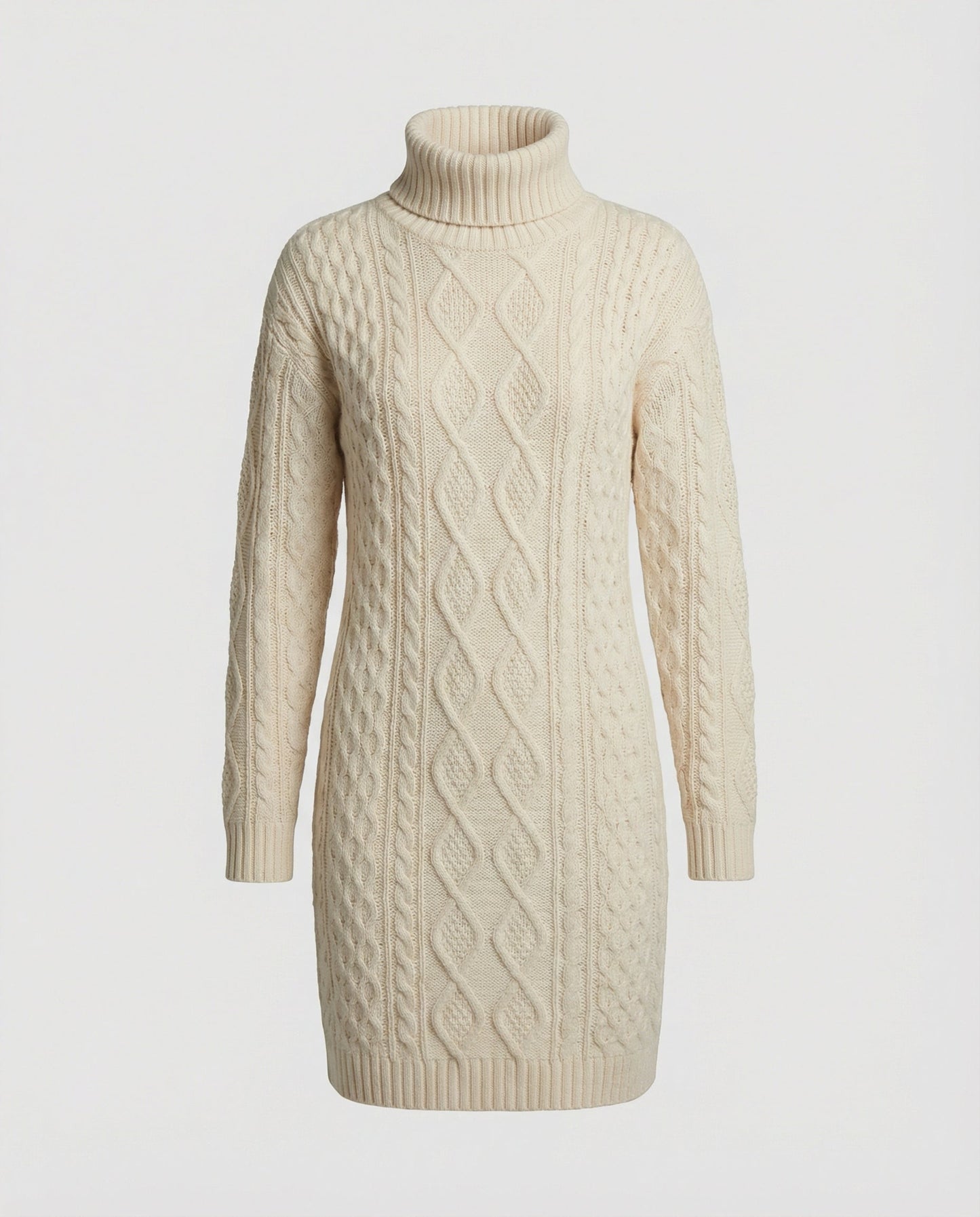 Beiges Midikleid Weiches Strick
