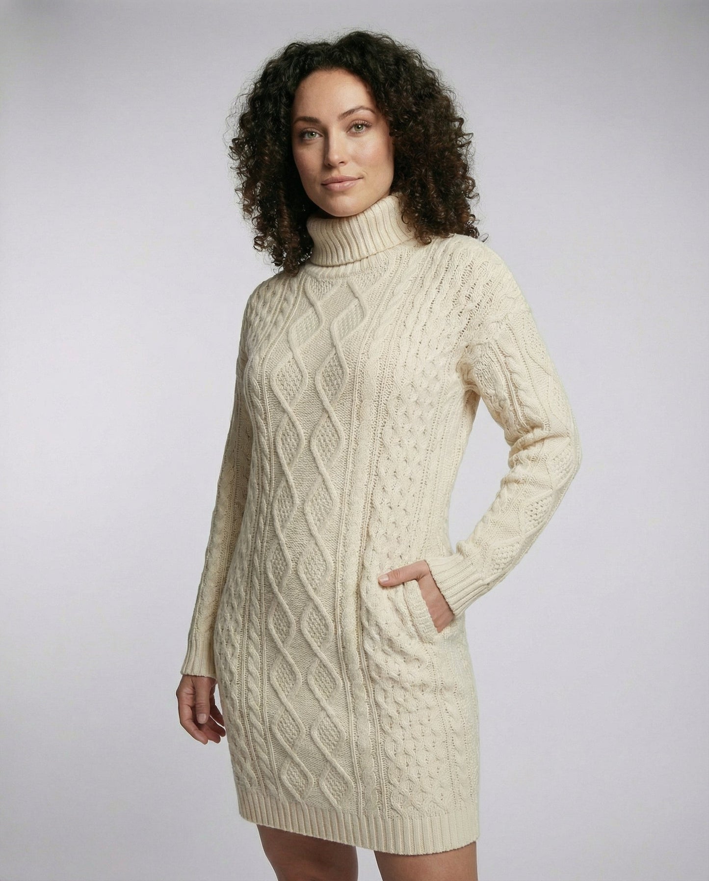 Beiges Midikleid Weiches Strick - Norvielle