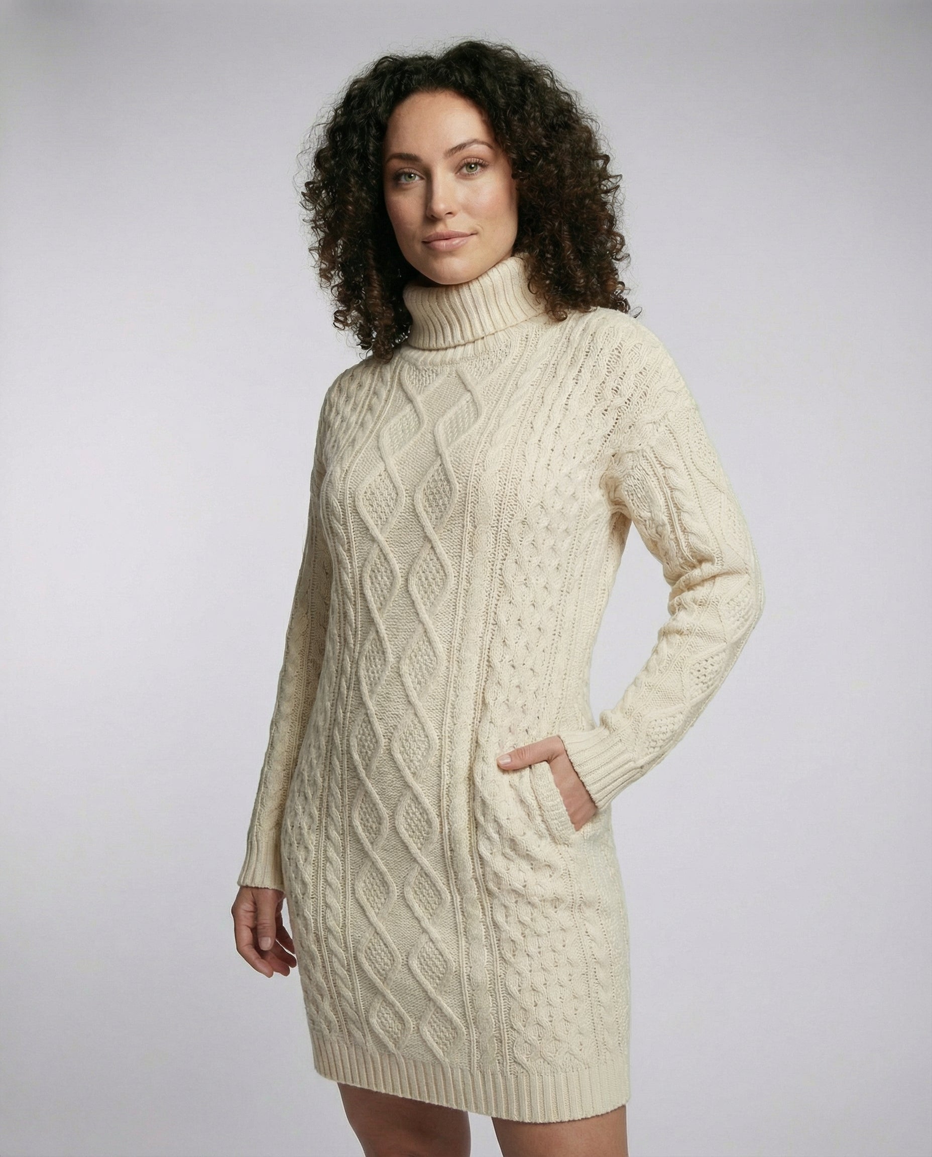 Beiges Midikleid Weiches Strick - Norvielle