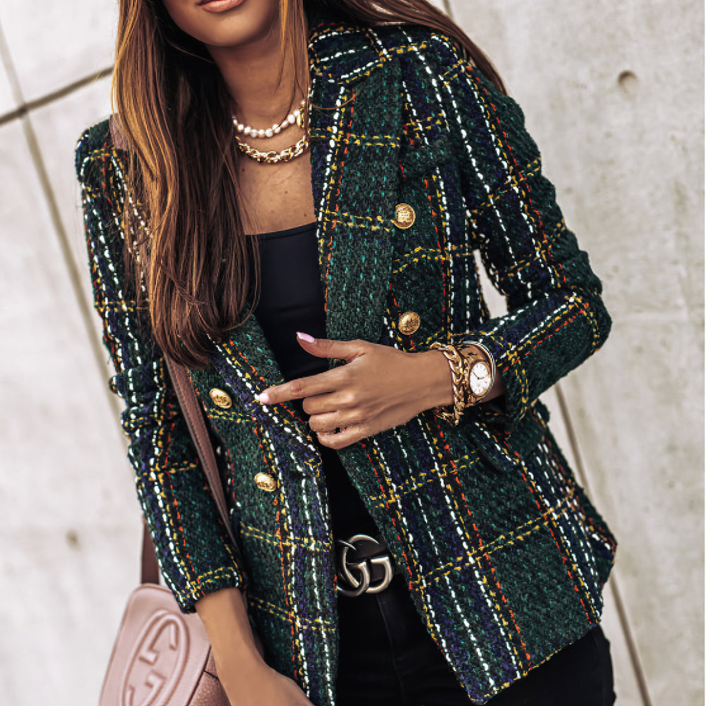 Damen Blazer Karomuster Gestrickt