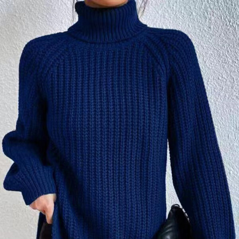 Damen Winter Rollkragenpullover Rippstruktur