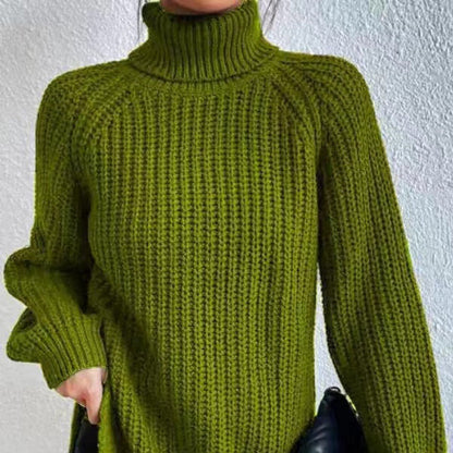 Damen Winter Rollkragenpullover Rippstruktur
