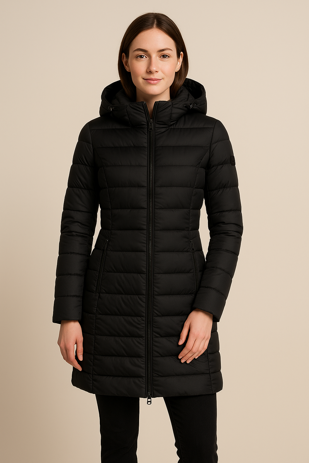 Damen Pufferjacke Wasserabweisend Lang Gesteppt