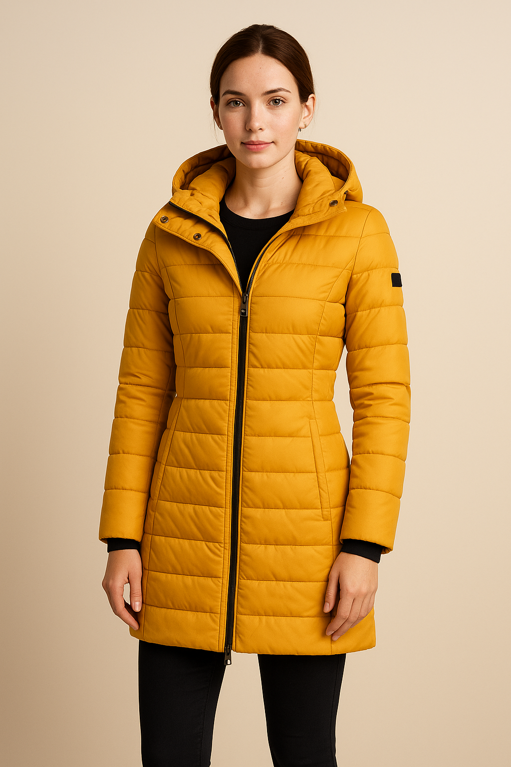 Damen Pufferjacke Wasserabweisend Lang Gesteppt