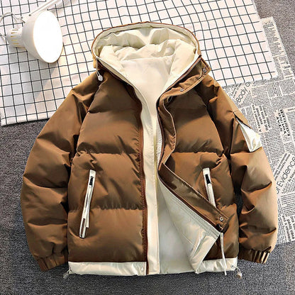 Herren Daunenjacke Warme Pufferjacke Mit Kapuze Schwarz - Norvielle