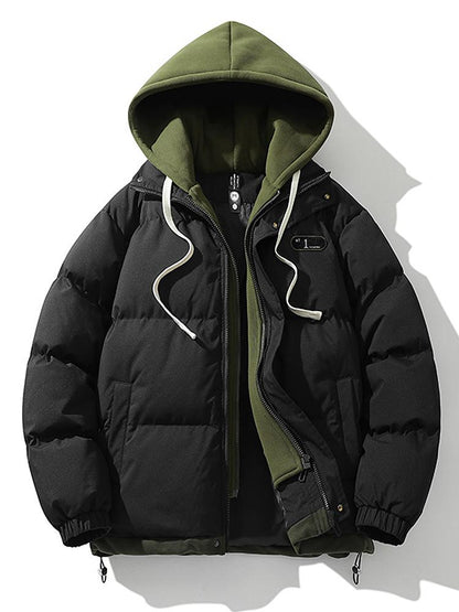 Herren Wintermäntel Wattierte Pufferjacke Mit Kapuze Schwarz - Norvielle