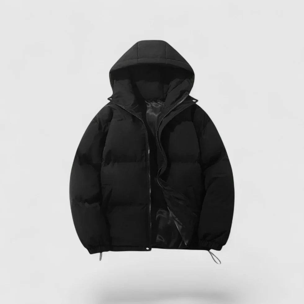 Herren Daunenjacke Mit Kapuze Gewattert Schwarz - Norvielle