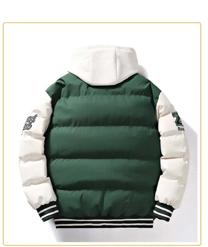 Herren Winterjacke Wattiert Mit Kapuze Baseballjacke Schwarz - Norvielle