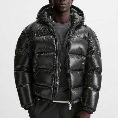 Herren Winter-Daunenjacke Schwarz Kapuze - Norvielle