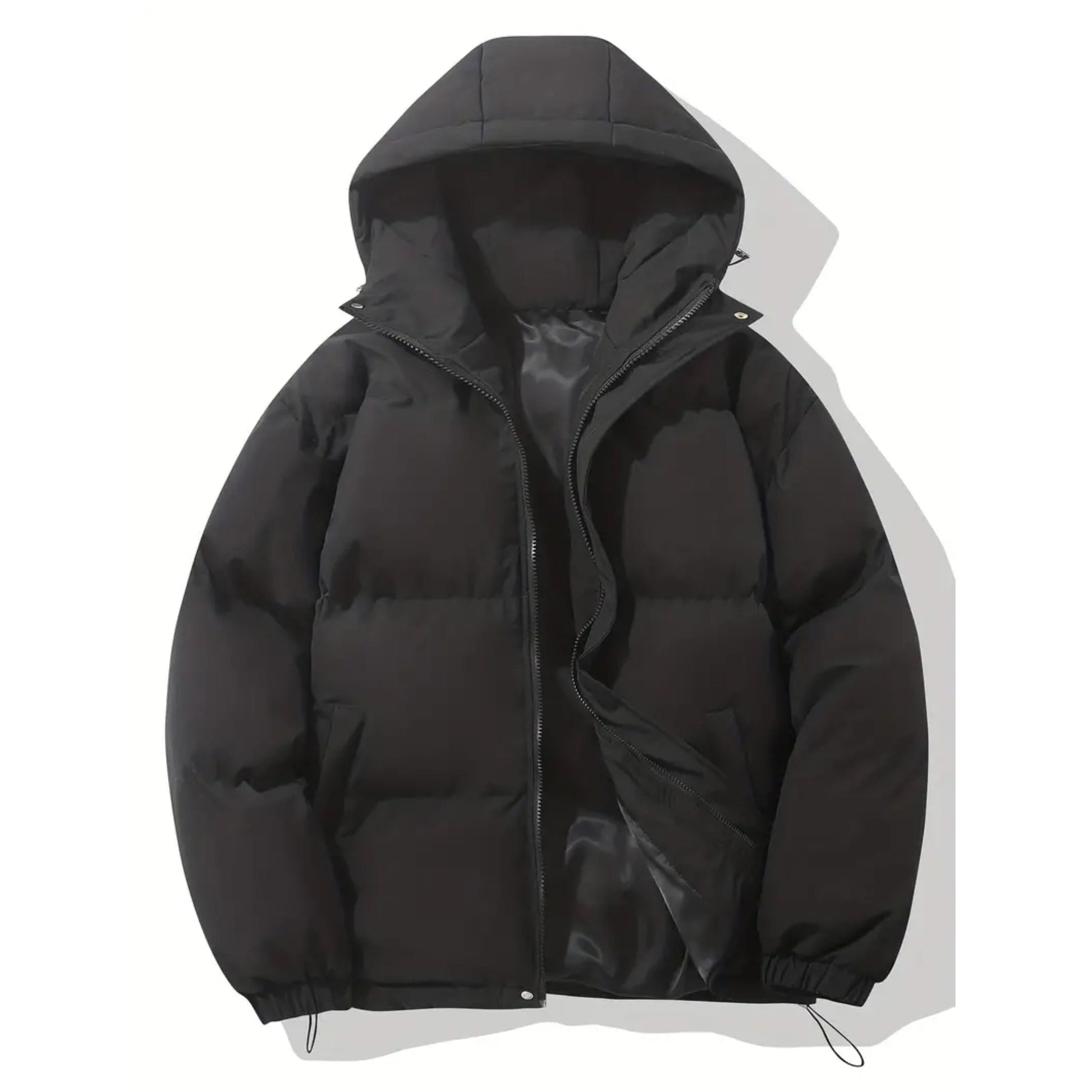 Herren Daunenjacke Warm Pufferjacke Kapuze Schwarz - Norvielle
