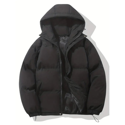 Herren Daunenjacke Warm Pufferjacke Kapuze Schwarz - Norvielle