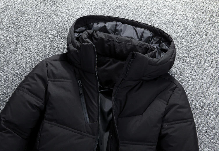 Herren Daunenjacke Warm Gefüttert Kapuze Schwarz Winter - Norvielle