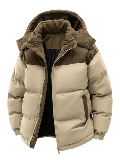 Herren Winterjacke Warm Gefüttert Kapuze Schwarz - Norvielle