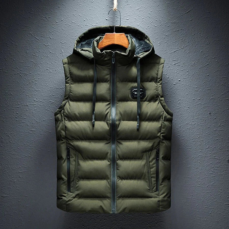 Herren Winterweste Kapuzenweste Pufferweste Schwarz - Norvielle