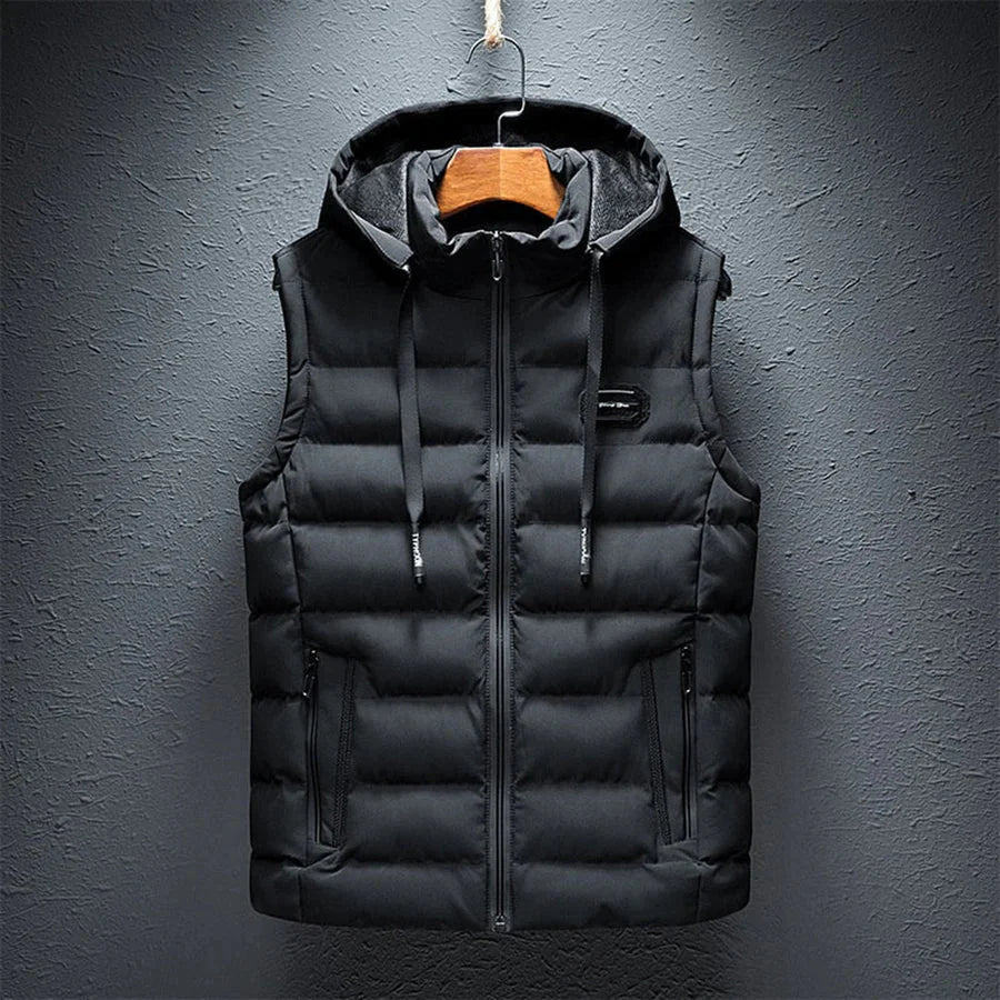Pufferweste | Kapuzenweste | Weste | Winterweste | Herrenweste-Schwarz-S-Chaps Herrenmode