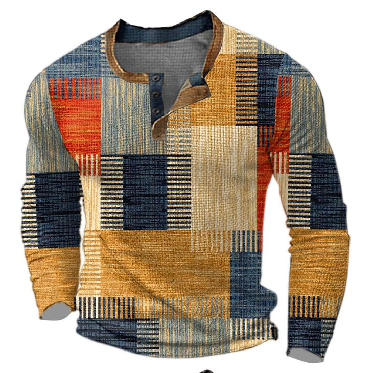 Herren Pullover Langarm Halbgeknöpft - Norvielle