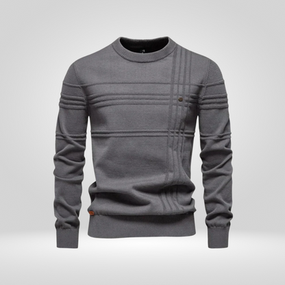 Pullover – Rundhalsausschnitt – Normale Passform – Strickpullover – Herrenpullover-Grau-S-Chaps Herrenmode