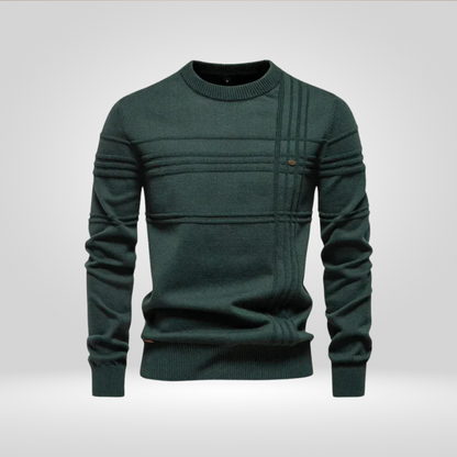 Pullover – Rundhalsausschnitt – Normale Passform – Strickpullover – Herrenpullover-Grün-S-Chaps Herrenmode