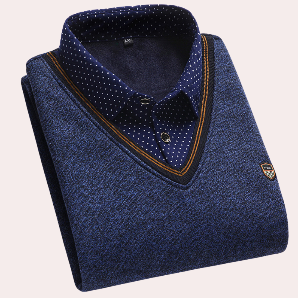 Herren Pullover Mit Kragen V-Ausschnitt Weiß - Norvielle