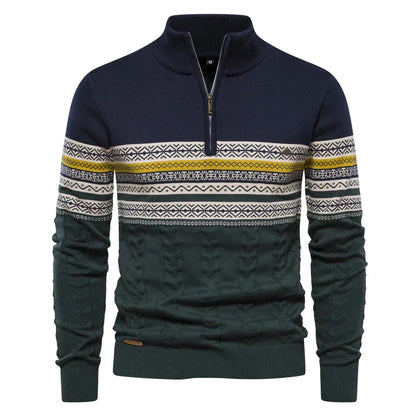 Pullover mit Reißverschluss - Hochgeschlossener Pullover – Strickpullover – Herren-Pullover mit halbem Reißverschluss-Marineblau-S-Chaps Herrenmode