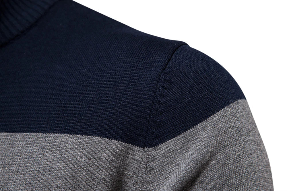 Pullover mit Viertelreißverschluss | Gestreift | Schmal geschnitten | Strickpullover | Herren-Pullover mit halbem Reißverschluss-Chaps Herrenmode