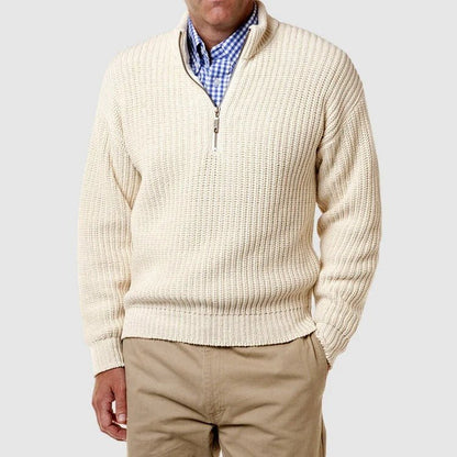 Herren Strickpullover Langarm Viertelreißverschluss Grau - Norvielle